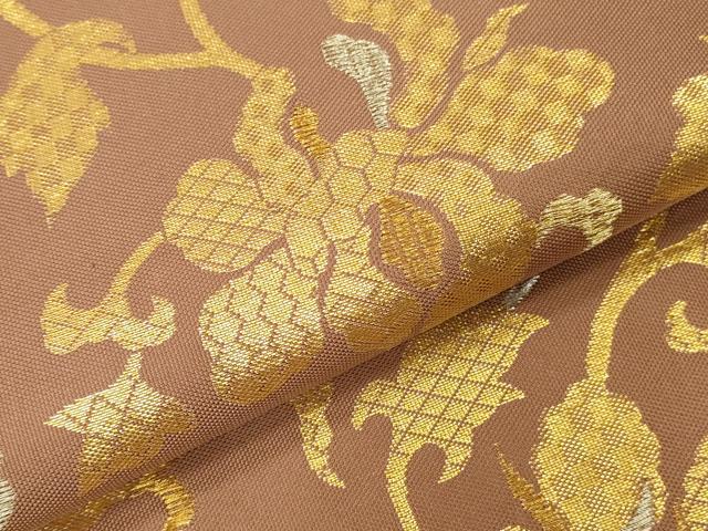 平和屋本店▼六通柄　本袋帯　花唐草文　純金箔　正絹　逸品　DABK2308op