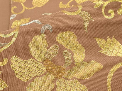 平和屋本店▼六通柄　本袋帯　花唐草文　純金箔　正絹　逸品　DABK2308op