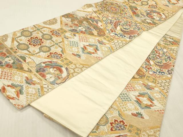 平和屋本店▼六通柄袋帯　唐織　鳳凰花文　本金箔　正絹　逸品　DABK2309op