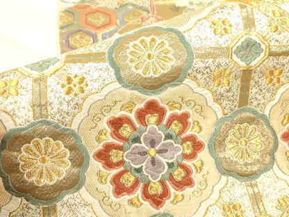 平和屋本店▼六通柄袋帯　唐織　鳳凰花文　本金箔　正絹　逸品　DABK2309op