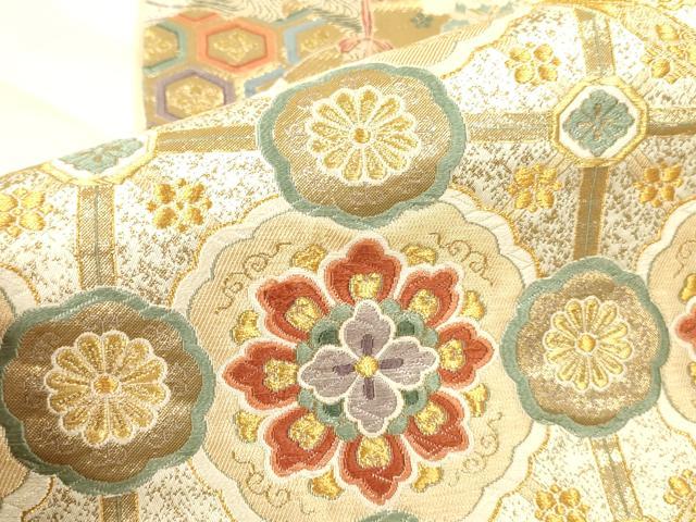 平和屋本店▼六通柄袋帯　唐織　鳳凰花文　本金箔　正絹　逸品　DABK2309op