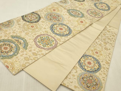 平和屋本店▼六通柄　本袋帯　唐織　鏡裏華文　千都錦　本金箔　正絹　逸品　DABK2311op