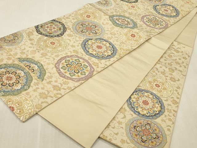 平和屋本店▼六通柄　本袋帯　唐織　鏡裏華文　千都錦　本金箔　正絹　逸品　DABK2311op