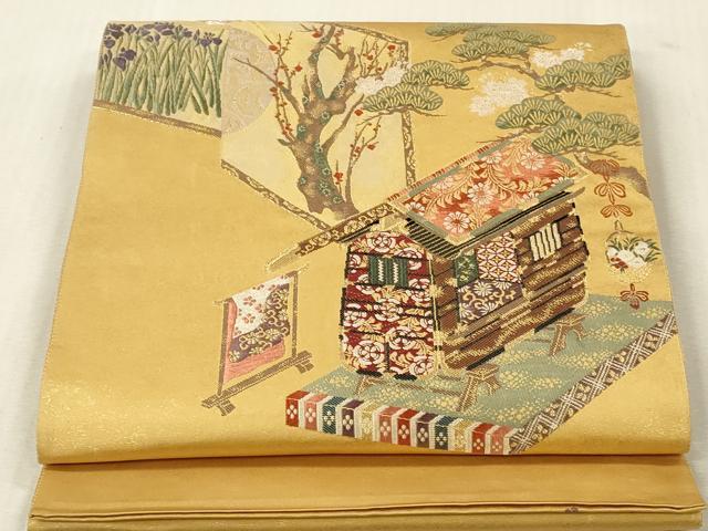 平和屋着物▼六通柄袋帯　唐織　燦金の世界　手織引箔　正絹　逸品　DABK2321op