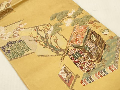 平和屋着物▼六通柄袋帯　唐織　燦金の世界　手織引箔　正絹　逸品　DABK2321op