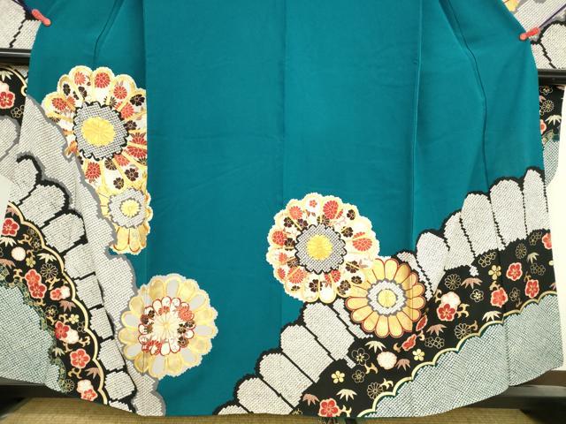 平和屋着物●豪華振袖　駒刺繍　雪輪菊文　金彩　正絹　逸品　DABK2368op