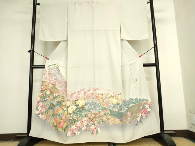 平和屋着物●本加賀友禅作家　吉川久仁　色留袖　風景花文　暈し染め　正絹　逸品　未使用　DABK2370op