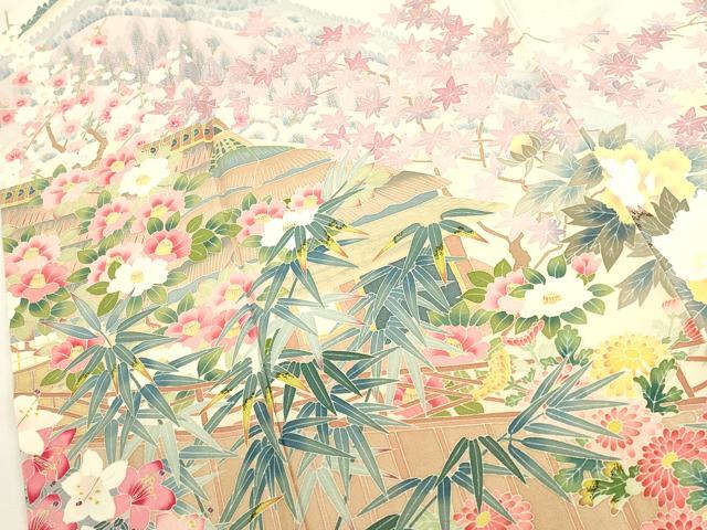 平和屋着物●本加賀友禅作家　吉川久仁　色留袖　風景花文　暈し染め　正絹　逸品　未使用　DABK2370op