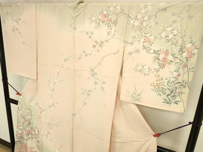 平和屋着物●訪問着　友禅　作家物　花鳥文　暈し染め　正絹　逸品　DABK2371op