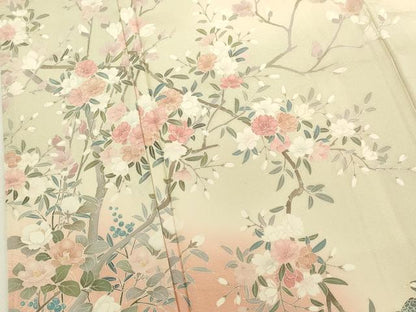 平和屋着物●訪問着　友禅　作家物　花鳥文　暈し染め　正絹　逸品　DABK2371op