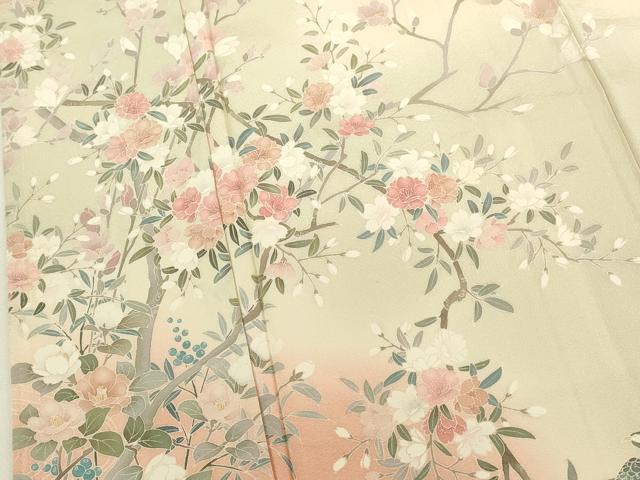 平和屋着物●訪問着　友禅　作家物　花鳥文　暈し染め　正絹　逸品　DABK2371op