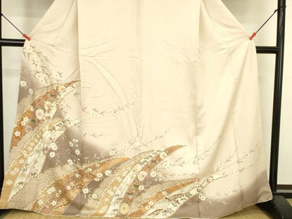 平和屋着物●訪問着　芝花文　暈し染め　金彩　正絹　逸品　DABK2372op