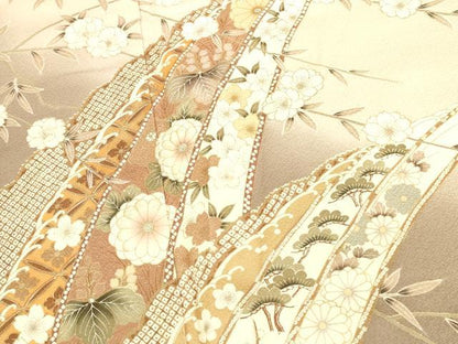 平和屋着物●訪問着　芝花文　暈し染め　金彩　正絹　逸品　DABK2372op
