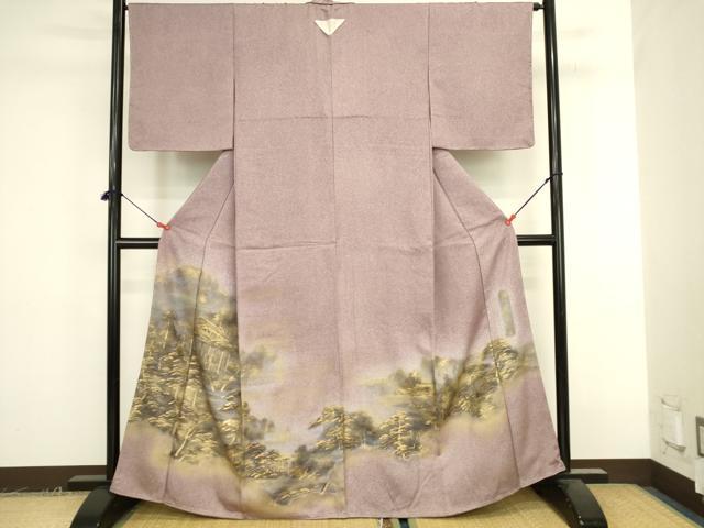 平和屋着物●豪華色留袖　作家物　風景文　暈し染め　たたき染め　金彩　正絹　逸品　未使用　DABK2376op