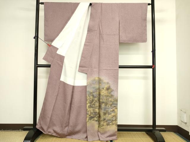 平和屋着物●豪華色留袖　作家物　風景文　暈し染め　たたき染め　金彩　正絹　逸品　未使用　DABK2376op