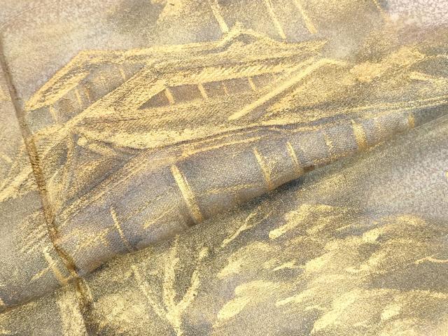 平和屋着物●豪華色留袖　作家物　風景文　暈し染め　たたき染め　金彩　正絹　逸品　未使用　DABK2376op