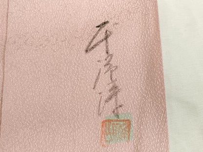 平和屋着物●上質な色無地　唐草地紋　本泥染　虹色　正絹　逸品　DABK2380op