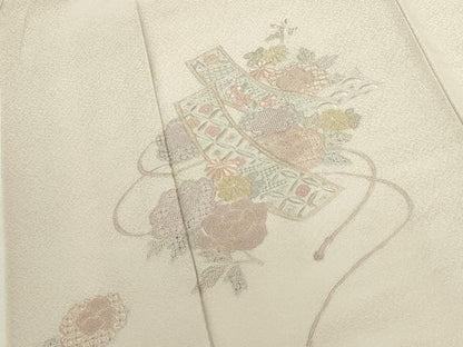 平和屋着物●中国三大刺繍　汕頭刺繍　スワトウ刺繍　相良刺繍　総刺繍　訪問着　短冊花文　正絹　逸品　DABK2387op