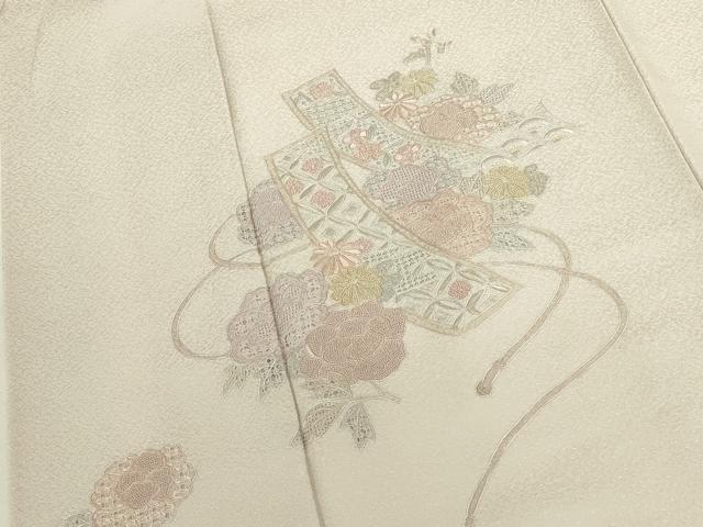 平和屋着物●中国三大刺繍　汕頭刺繍　スワトウ刺繍　相良刺繍　総刺繍　訪問着　短冊花文　正絹　逸品　DABK2387op