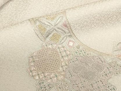 平和屋着物●中国三大刺繍　汕頭刺繍　スワトウ刺繍　相良刺繍　総刺繍　訪問着　短冊花文　正絹　逸品　DABK2387op
