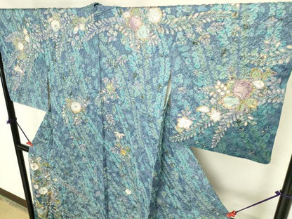 平和屋着物●訪問着　総絞り　辻が花　金彩　金通し地　正絹　逸品　DABK2392op