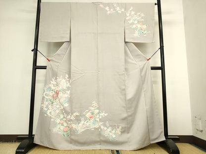 平和屋着物●訪問着　刺繍　流水草花文　正絹　逸品　未使用　DABK2398op