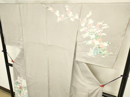 平和屋着物●訪問着　刺繍　流水草花文　正絹　逸品　未使用　DABK2398op
