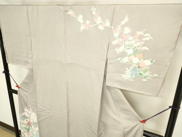 平和屋着物●訪問着　刺繍　流水草花文　正絹　逸品　未使用　DABK2398op