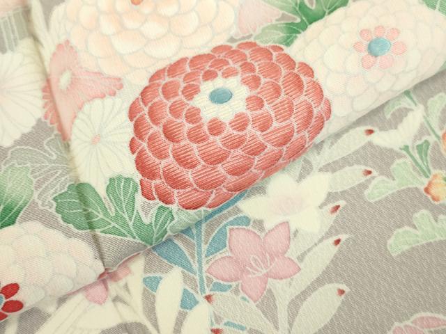 平和屋着物●訪問着　刺繍　流水草花文　正絹　逸品　未使用　DABK2398op