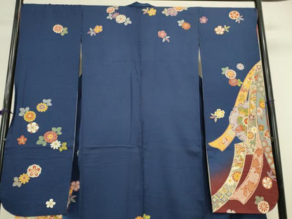 平和屋着物●豪華振袖　駒刺繍　飛鶴花熨斗文　暈し染め　金糸　正絹　逸品　DABK2400op