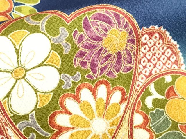 平和屋着物●豪華振袖　駒刺繍　飛鶴花熨斗文　暈し染め　金糸　正絹　逸品　DABK2400op