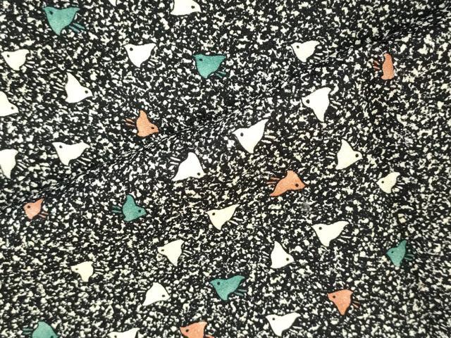 平和屋着物●上質な小紋　千鳥　たたき染め　黒地　正絹　逸品　DABK2402op