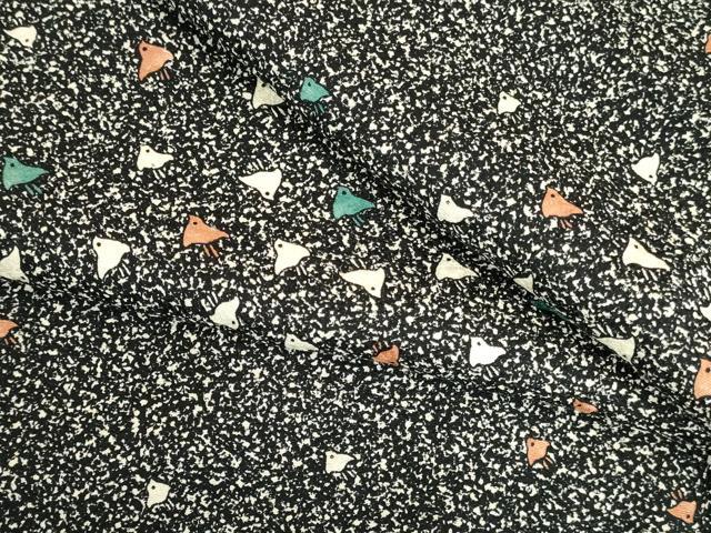 平和屋着物●上質な小紋　千鳥　たたき染め　黒地　正絹　逸品　DABK2402op