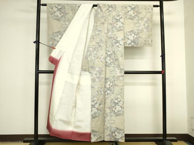 平和屋着物●本場大島紬　白大島　9マルキ　風景花文　丸宮織物謹製　証紙付き　正絹　逸品　未使用　DABK2404op