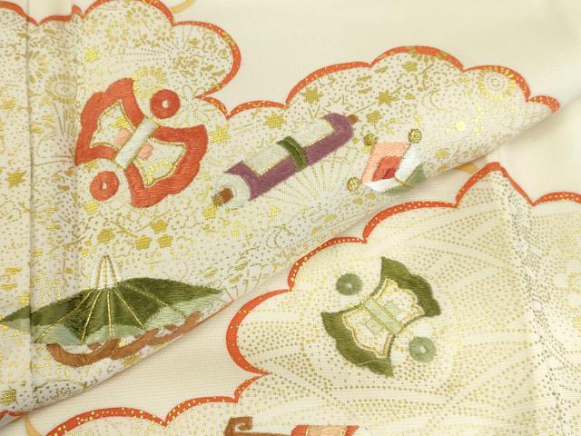 平和屋着物●訪問着　刺繍　雲取宝尽くし文　金彩　正絹　逸品　DABK2406op