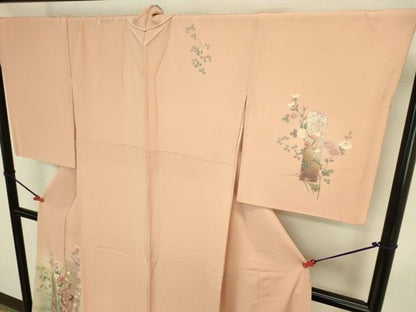 平和屋着物●訪問着　短冊花文　暈し染め　金銀彩　正絹　逸品　DABK2408op
