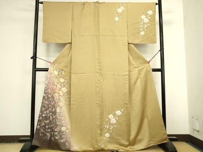 平和屋着物●訪問着　絞り　辻が花　暈し染め　金彩　金通し地　正絹　逸品　DABK2409op