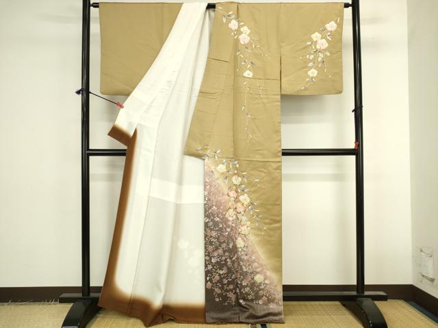 平和屋着物●訪問着　絞り　辻が花　暈し染め　金彩　金通し地　正絹　逸品　DABK2409op