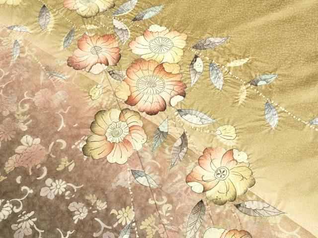 平和屋着物●訪問着　絞り　辻が花　暈し染め　金彩　金通し地　正絹　逸品　DABK2409op
