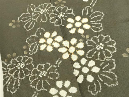 平和屋着物●訪問着　駒刺繍　絞り　草花　金彩　正絹　逸品　DABK2410op