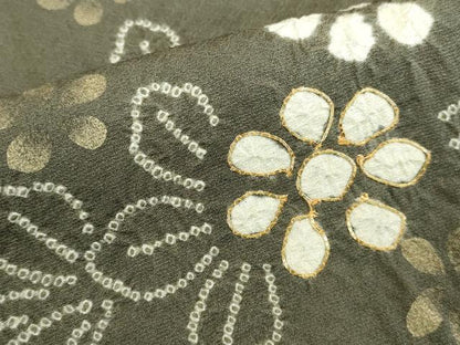 平和屋着物●訪問着　駒刺繍　絞り　草花　金彩　正絹　逸品　DABK2410op