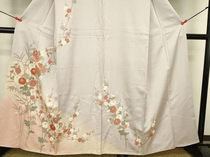 平和屋着物●訪問着　地紙花文　枝梅　暈し染め　金彩　正絹　逸品　DABK2411op