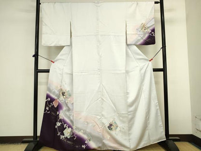 平和屋着物▼訪問着　花菱文　暈し染め　金銀彩　正絹　逸品　DABK2413op