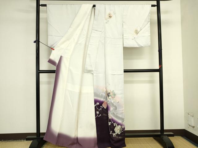 平和屋着物▼訪問着　花菱文　暈し染め　金銀彩　正絹　逸品　DABK2413op