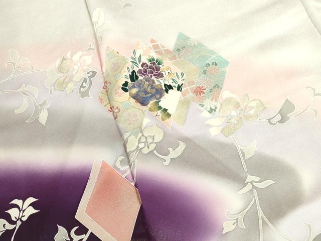 平和屋着物▼訪問着　花菱文　暈し染め　金銀彩　正絹　逸品　DABK2413op