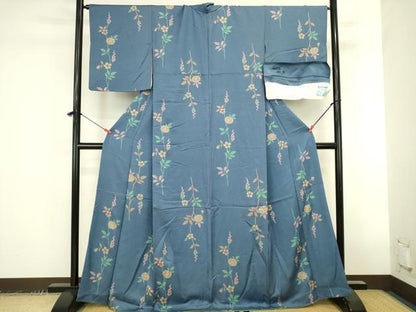 平和屋着物●上質な小紋　枝花文　金彩　反端付き　正絹　逸品　DABK2416op
