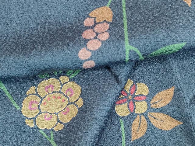 平和屋着物●上質な小紋　枝花文　金彩　反端付き　正絹　逸品　DABK2416op
