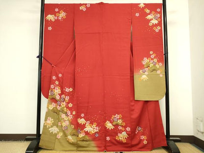 平和屋着物●豪華振袖　舞桜　暈し染め　金彩　正絹　逸品　DABK2417op