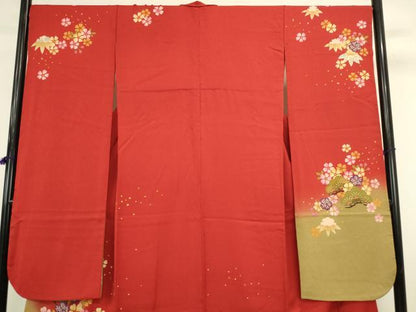 平和屋着物●豪華振袖　舞桜　暈し染め　金彩　正絹　逸品　DABK2417op