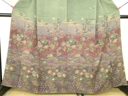 平和屋着物●訪問着　作家物　草花　枝梅　暈し染め　正絹　逸品　DABK2428op